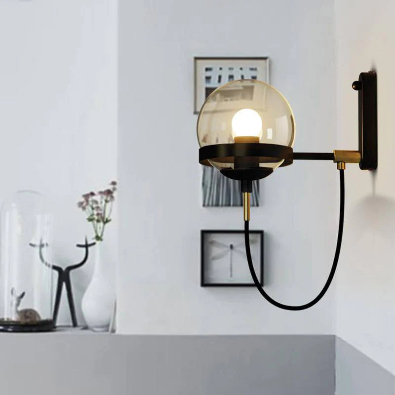 APPLIQUE MURALE LED MÉTAL ET BOULE EN VERRE