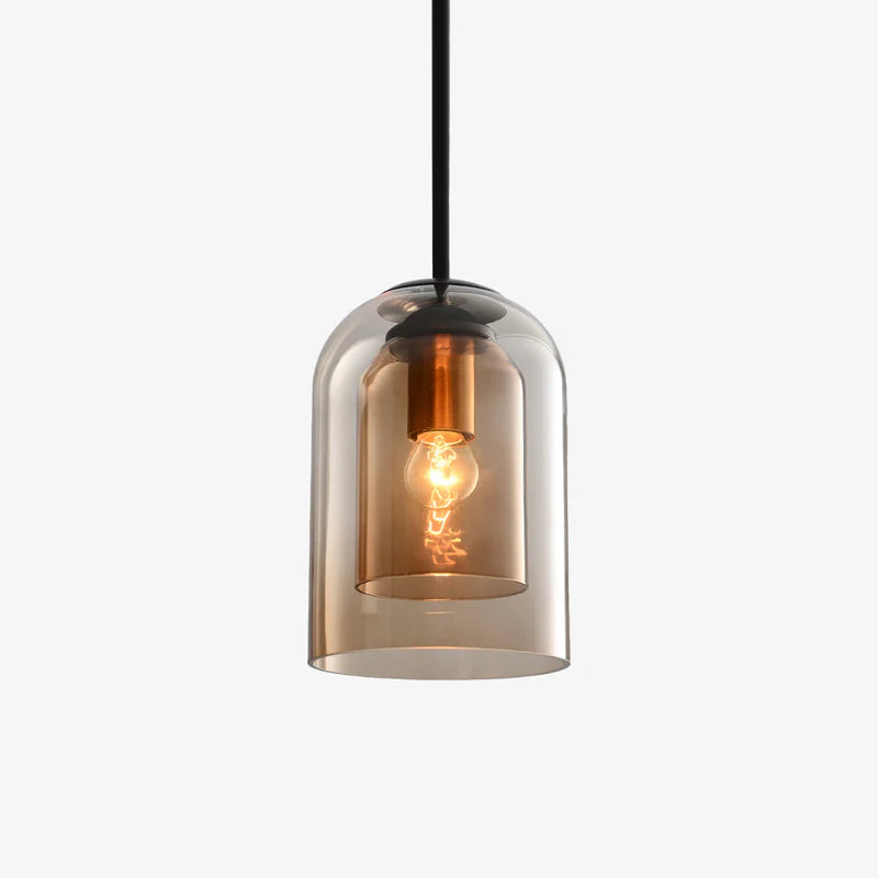SUSPENSION DESIGN TUBE ARRONDI DOUBLE VERRE FUMÉ