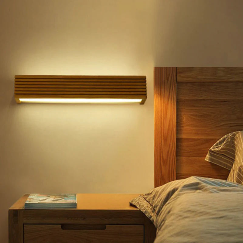 APPLIQUE MURALE LED RECTANGULAIRE EN BOIS TAILLÉ JAPAN