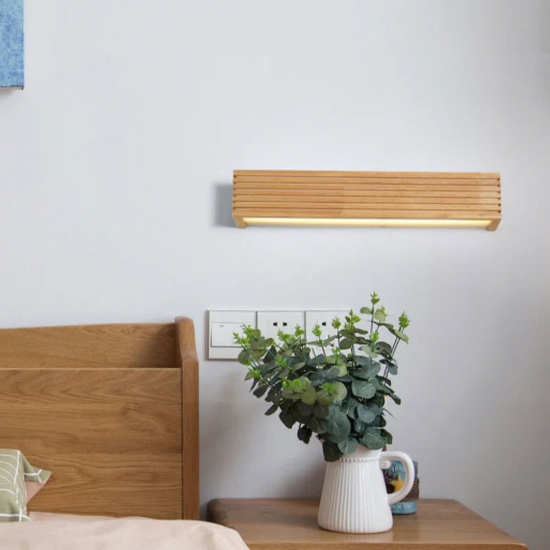 APPLIQUE MURALE LED RECTANGULAIRE EN BOIS TAILLÉ JAPAN