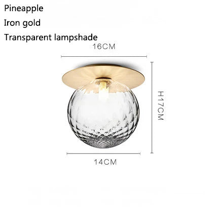 PLAFONNIER LED DESIGN ROND DORÉ AVEC BOULE EN VERRE PORCH