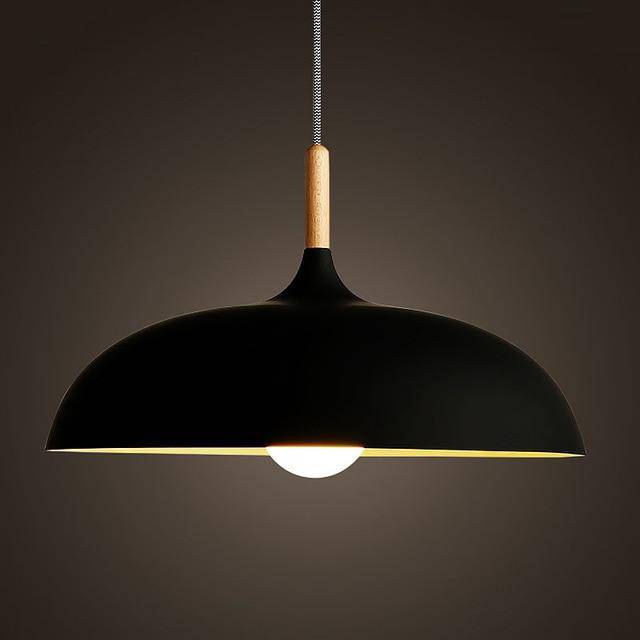 SUSPENSION EN ALUMINIUM DE COULEUR ET TIGE EN BOIS WOOD