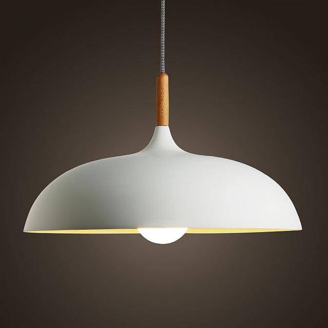 SUSPENSION EN ALUMINIUM DE COULEUR ET TIGE EN BOIS WOOD
