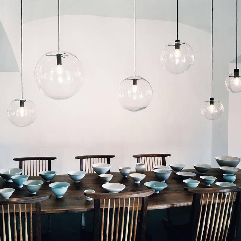 SUSPENSION DESIGN BOULE EN VERRE À LED ROSE GOLD OU NOIR