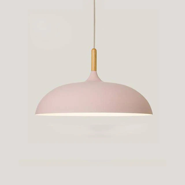 SUSPENSION EN ALUMINIUM DE COULEUR ET TIGE EN BOIS WOOD