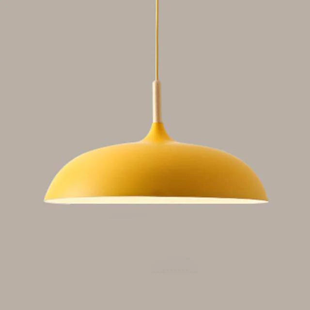 SUSPENSION EN ALUMINIUM DE COULEUR ET TIGE EN BOIS WOOD
