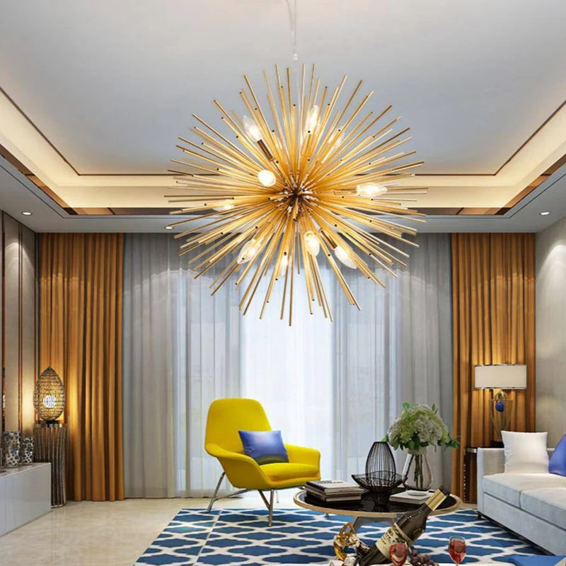 LUSTRE DESIGN MODERNE EN ALUMINIUM DORÉ PROSPERITY