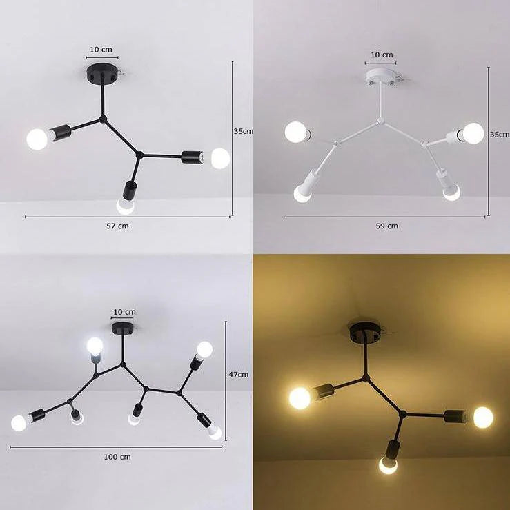 PLAFONNIER BRANCHE DE SPOTS STYLE RETRO PERSONALITY