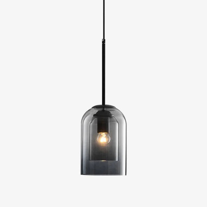 SUSPENSION DESIGN TUBE ARRONDI DOUBLE VERRE FUMÉ