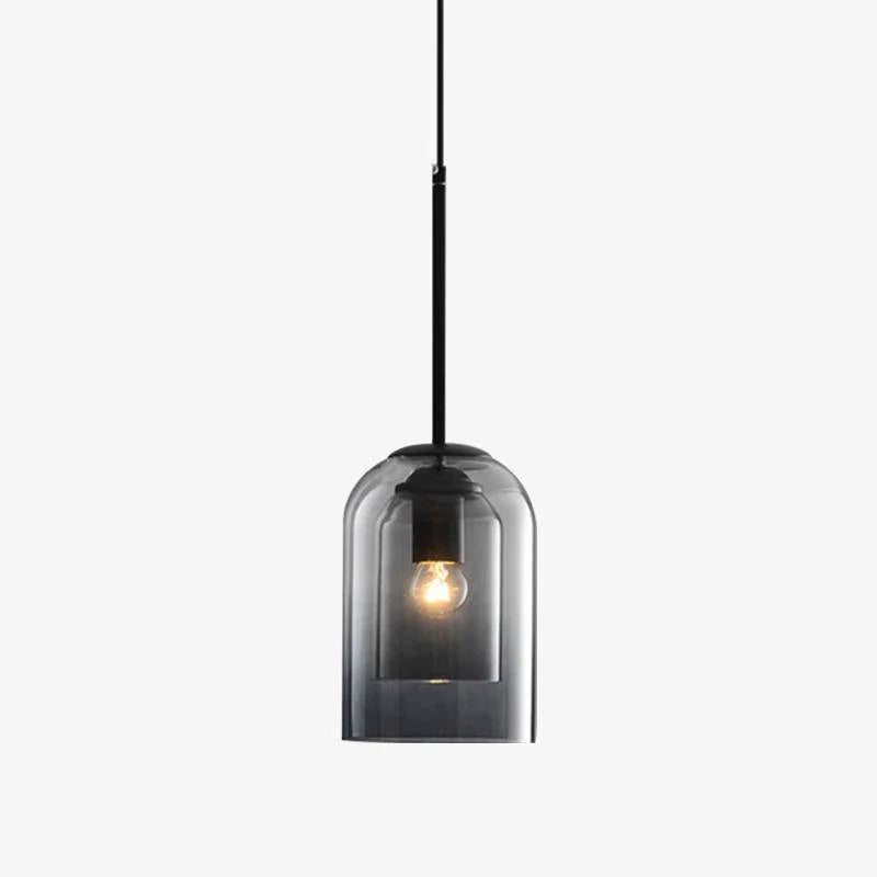 SUSPENSION DESIGN TUBE ARRONDI DOUBLE VERRE FUMÉ